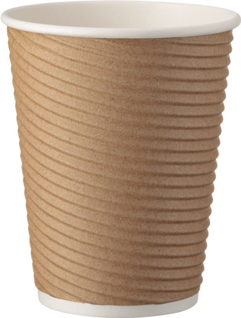 25 Kaffeebecher Coffee to go 300ml doppelwandig Ø 90x108mm braun geriffelt