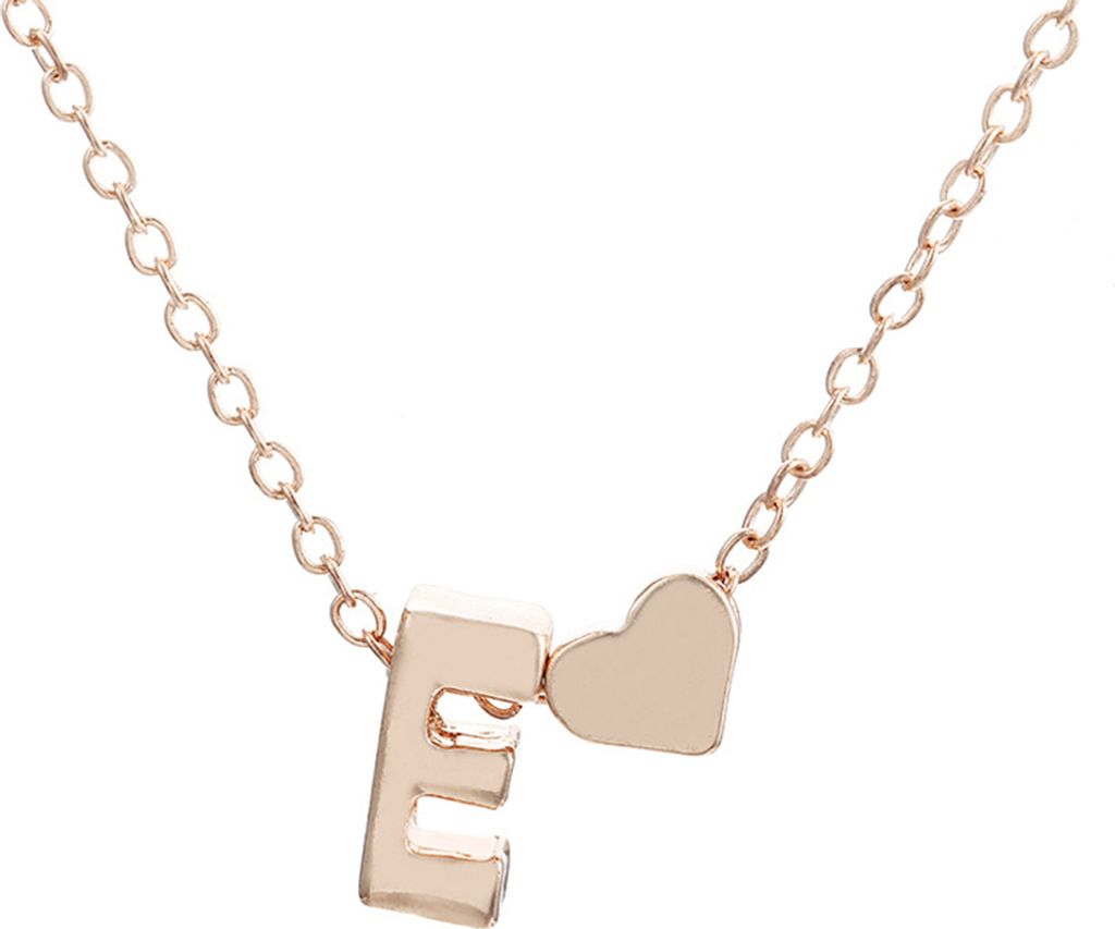 AZ 26 Großbuchstabe Herz Anhänger Mode Frauen Kette Halskette Schmuck Geschenk-Golden E