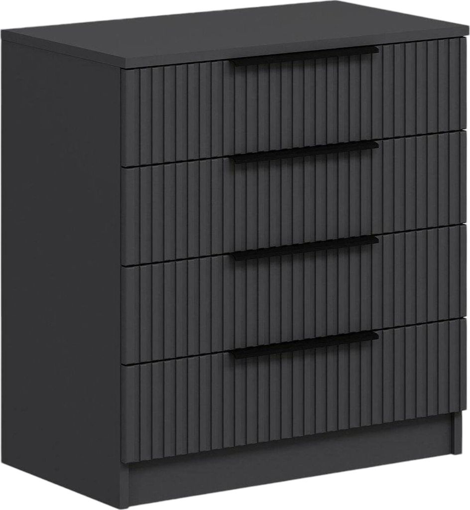 Kommode Theemin, Mehrzweckkommode, Schlafzimmerkommode, Schrank mit Schubladen, 72x42 h77 cm, Anthrazit