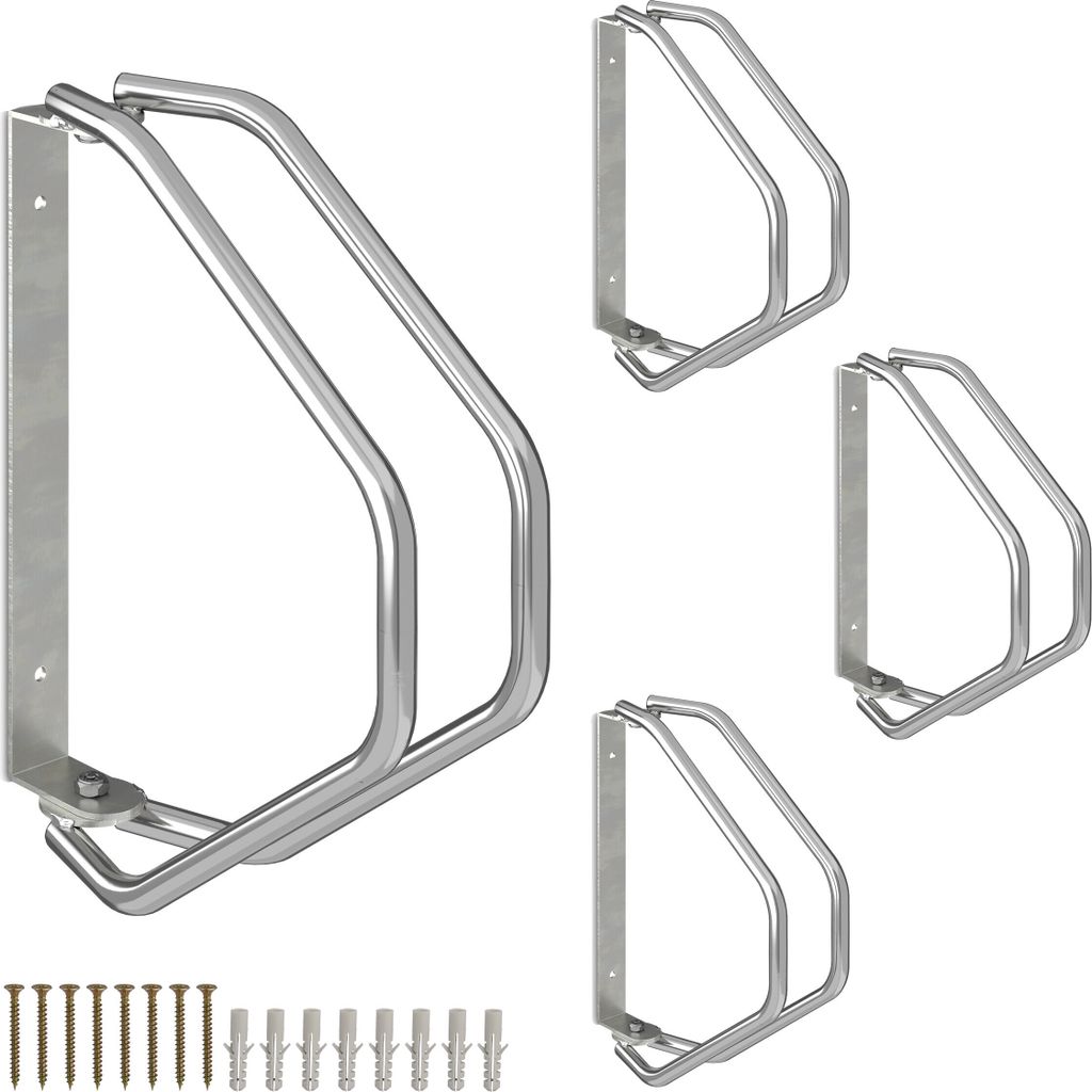Relaxdays fietsenrek, set van 4, voor wandmontage, stabiel Productafbeelding 