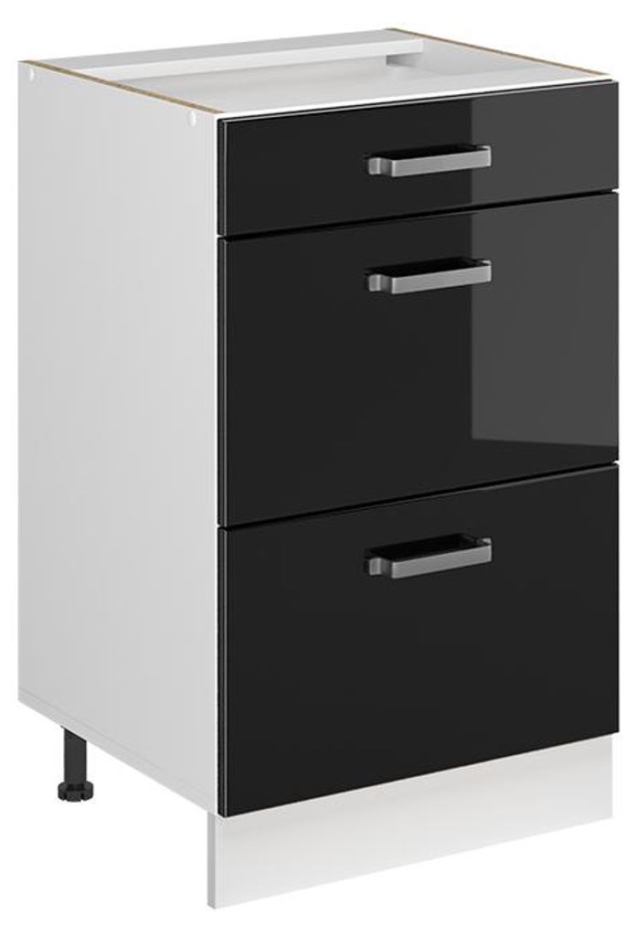 Küchenunterschrank Vicco R-Line Schwarz Hochglanz/Weiß 50 cm ohne Arbeitsplatte, Model 69754