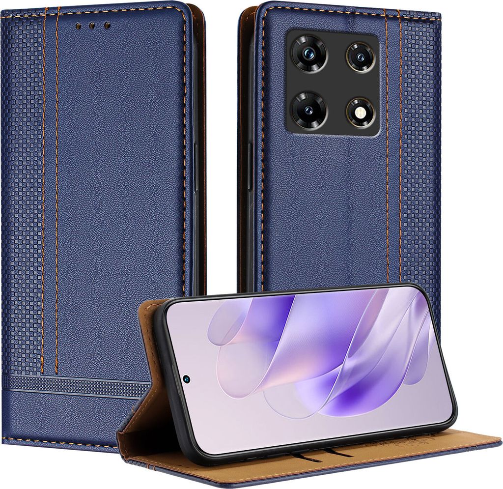 Handyhülle für Infinix Note 30 Pro Leder Flip Klappbare Schutzhülle mit Standfunktion Blau