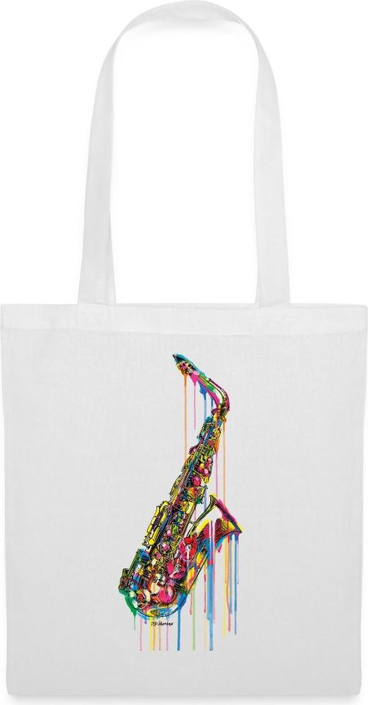 Spreadshirt P.D. Moreno Saxophon Stoffbeutel, One size, Weiß