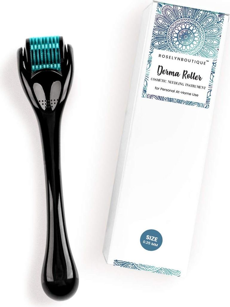 Derma Roller Bartwuchs-Set für Gesichtshaut, Haare, Bart, 540 Titan-Mikronadeln, 0,25 mm, kosmetisches Schönheitsinstrumenten-Set