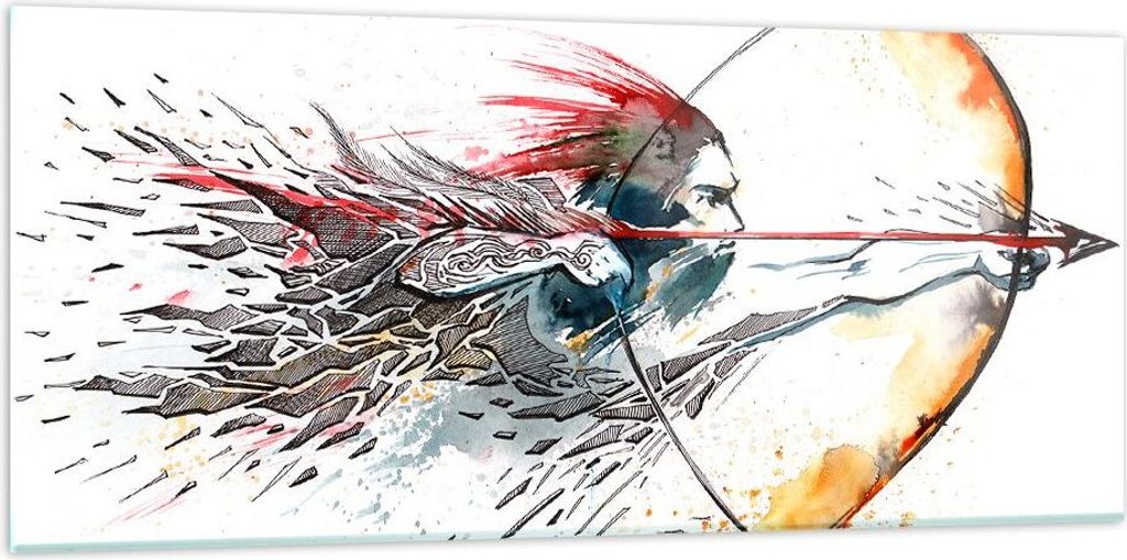 Bilder auf glas - Bogen Pfeil Ziel Genauigkeit - 120x50cm - Glasbilder - Wandbilder - Kunstdruck - zum Aufhängen bereit - Wanddekoration aus Glas ...