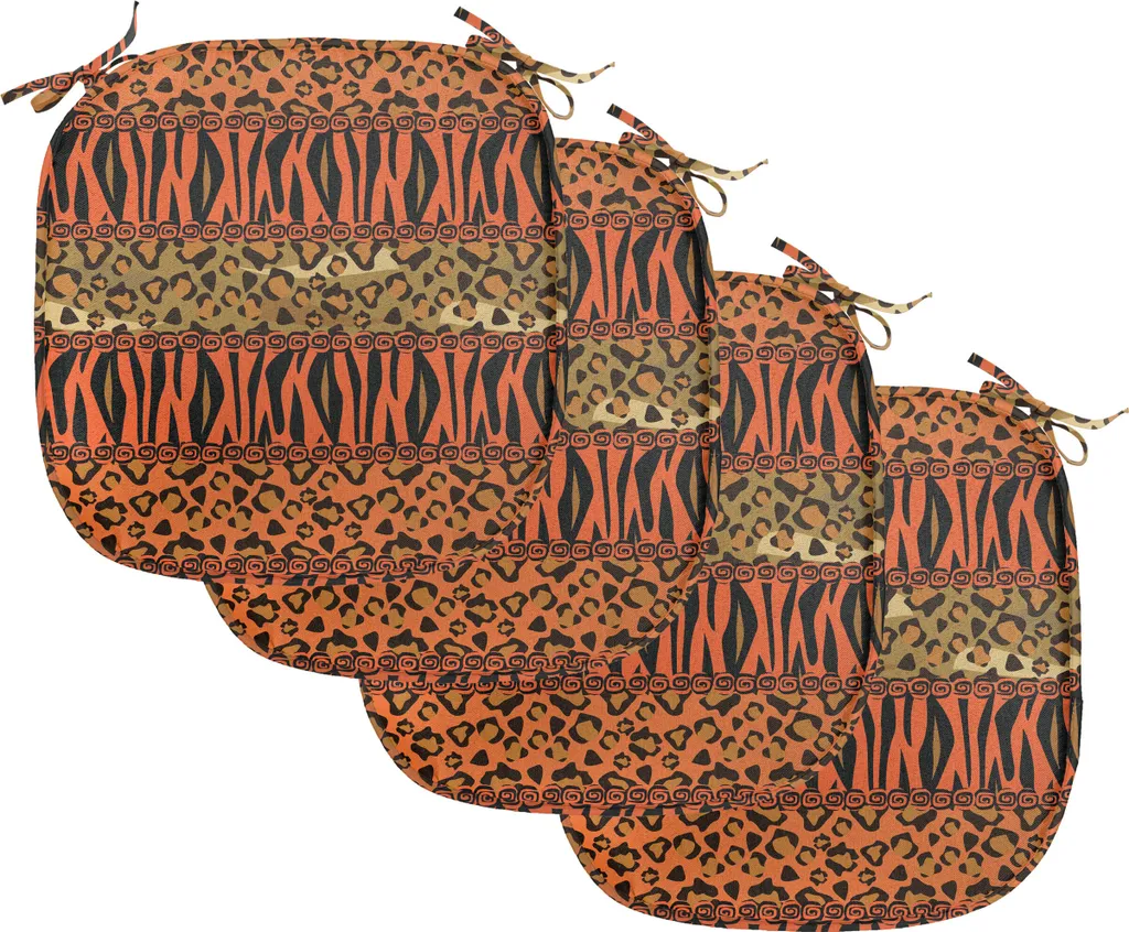 Assises de Chaise pour Salle à Manger Motif Africain Ambre 40x40cm Set