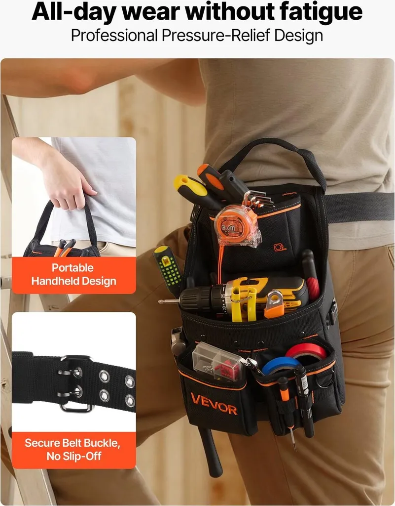 Pochette à outils avec ceinture 14 poches réglable pour électricien