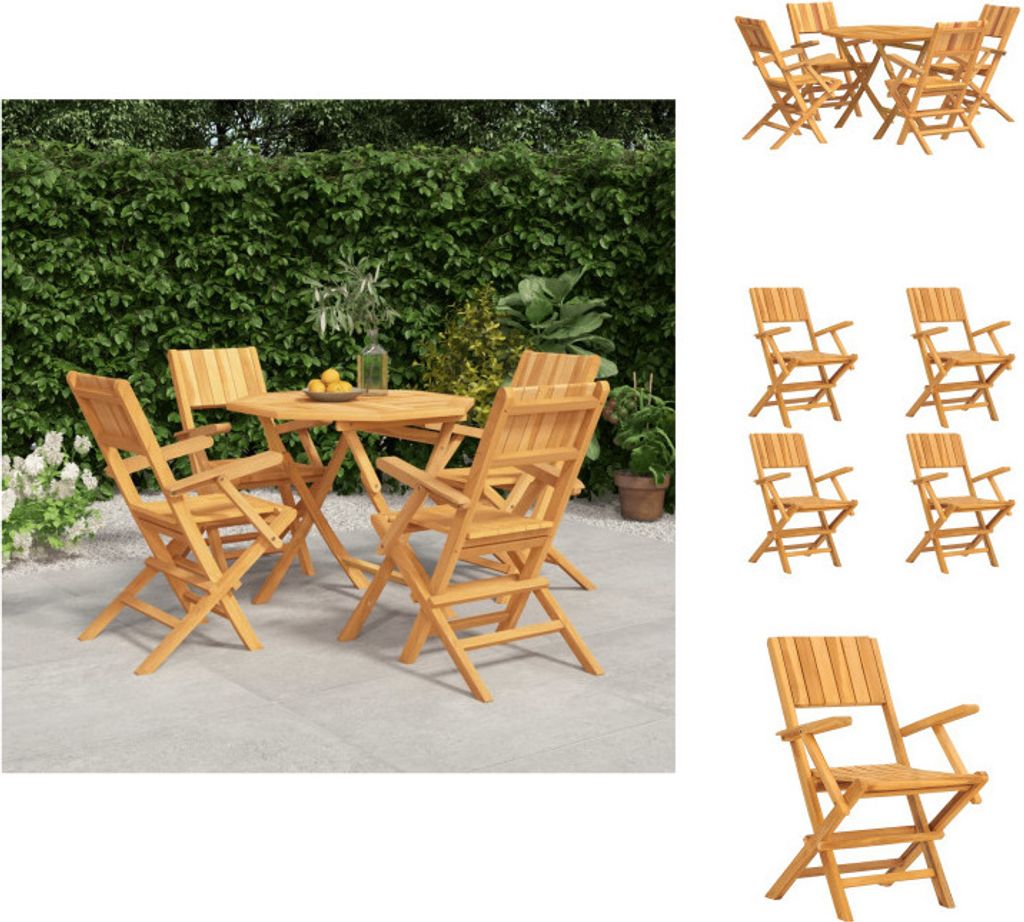 vidaXL 5-tlg. Garten-Essgruppe Massivholz Teak - Gartenmöbel-Sets