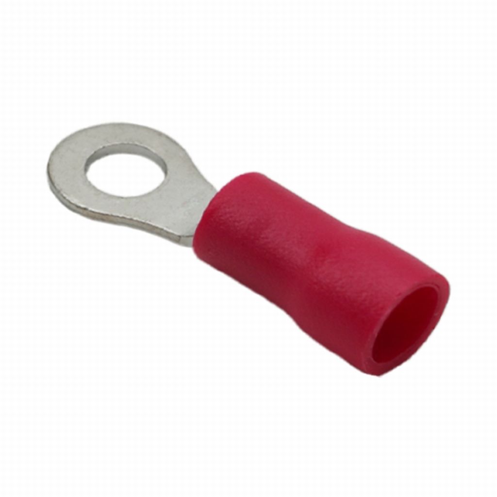 100x Isolierter Ringkabelschuh 4,3/1,7 mm Rot – Ringkabelschuh mit roter PVC-Isolierung – Kabelschuh / Kabelverbinder – Isolierter Ringkabels...