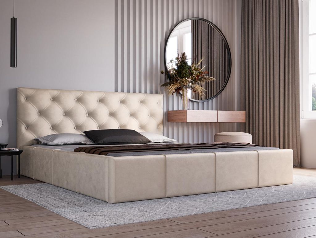 Elegantes Polsterbett 120x200 NURIA 1 - Vanille