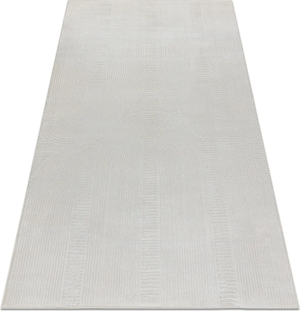 Tapis antisalissure crème 80x150 cm - Tapis robuste design géométrique