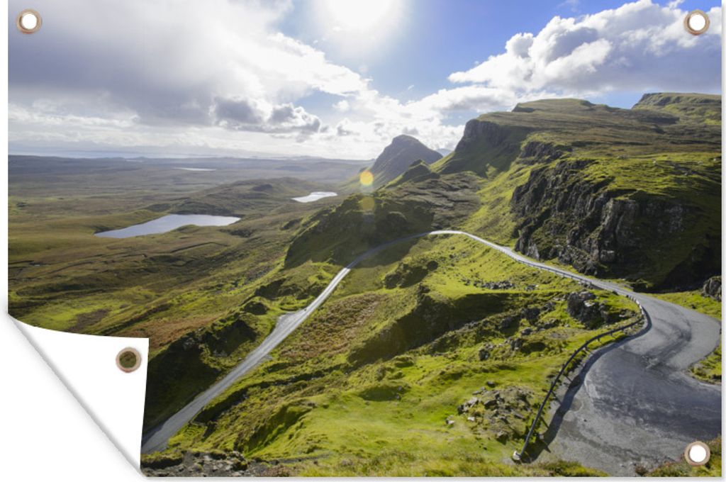 MuchoWow 120x80 cm Outdoor-Poster Gartendeko Sichtschutz Garten Poster für den Garten Ein sonniger Tag in Schottland