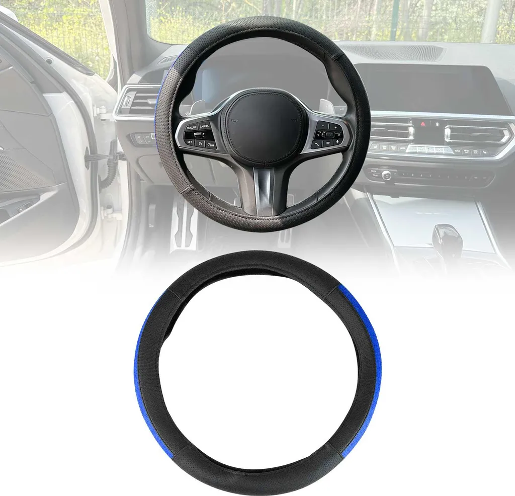 Coprivolante Protezione del volante Coprivolante Nero Mezzaluna blu Ø 38-40 cm