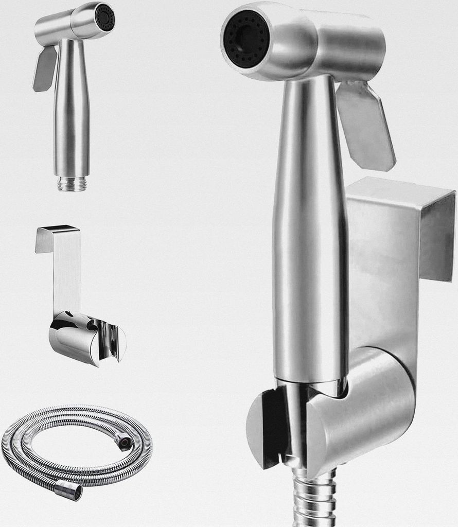 Edelstahl Handbrause, Toilette Bad Bidet für Bidet Armaturen WC mit 59in Schlauch und Halterung, Duschkopf Windel Dusche Tierbad Wasserspar Wand w...