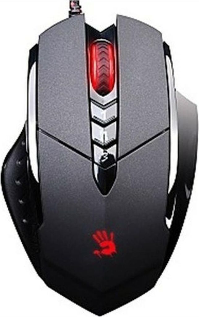 A top-down view of a gaming mouse.