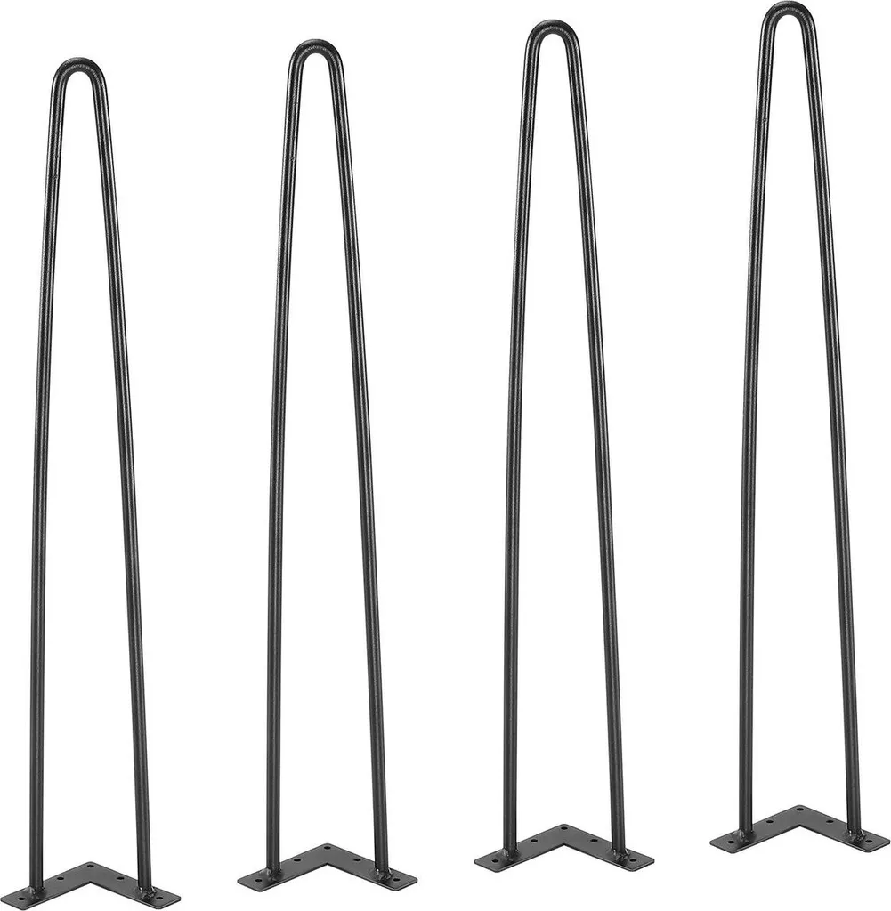 Gambe Metallo per Tavolo Fai Da Te 711,2 mm - 4 Pezzi con Gommini
