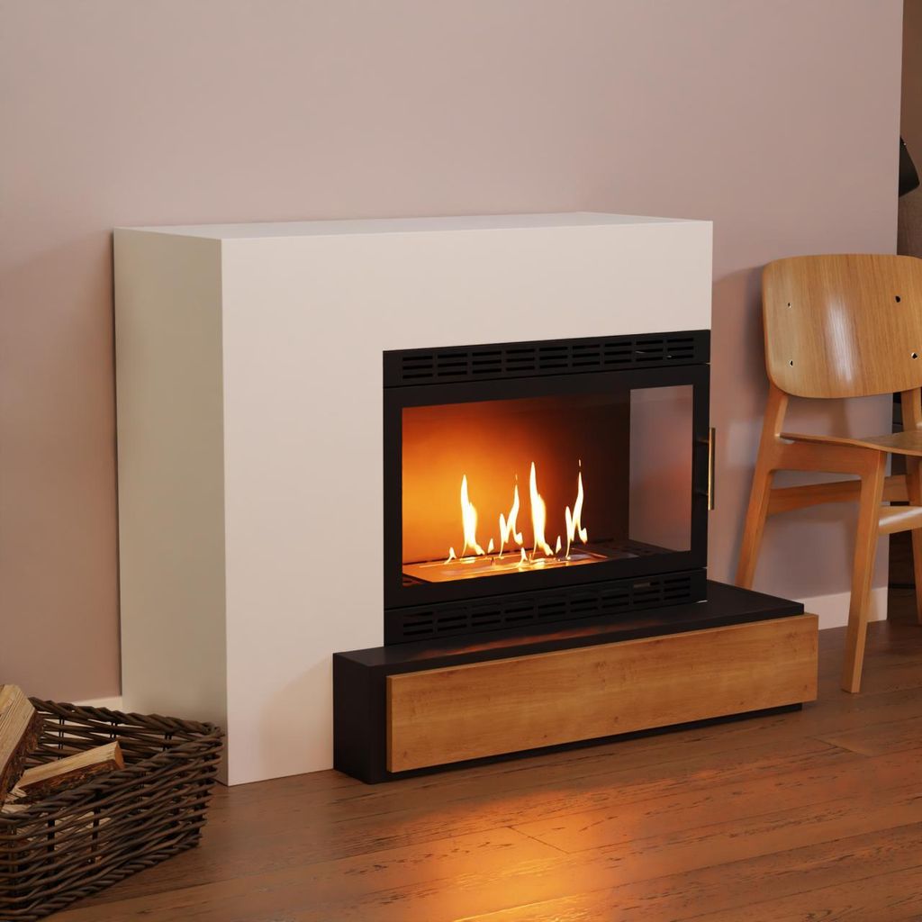 GLOW FIRE Ethanol Kamin 'Narvik Vision' | Ethanolofen in weiß mit 3 Std. Brenndauer und 2 KW Heizleistung | BxHxT: 80,1x89,7x58,5 cm