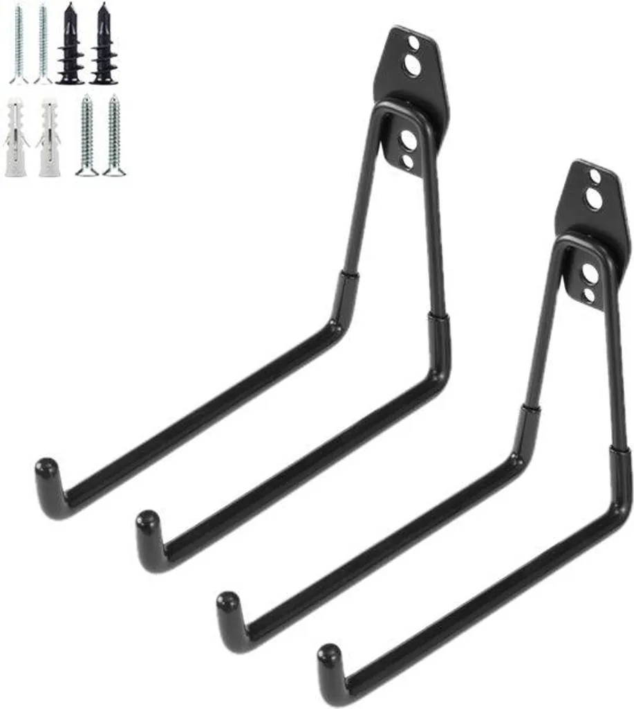 Crochets de garage muraux en acier forme en U format XL - Lot de 2