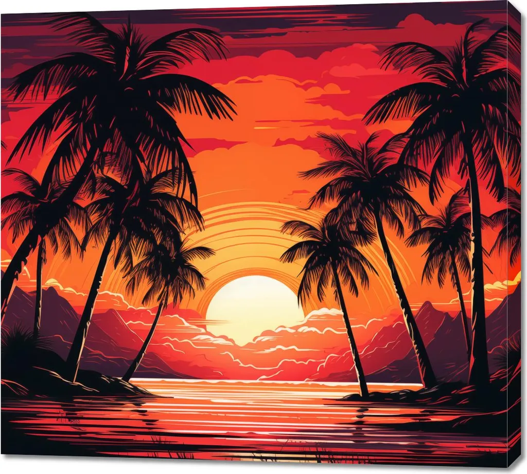 Décoration Murale Salon Palmiers 100x90 cm - Image Plage pour Bureau
