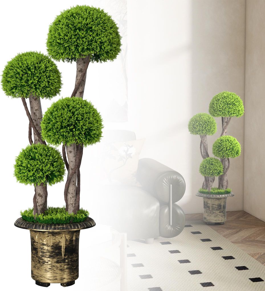 LZQ Künstliche Pflanzen Pilzbaum im Topf 90 cm 1er-Set – Kunstpflanzen, UV-beständig, Immergrün, Pflegeleicht
