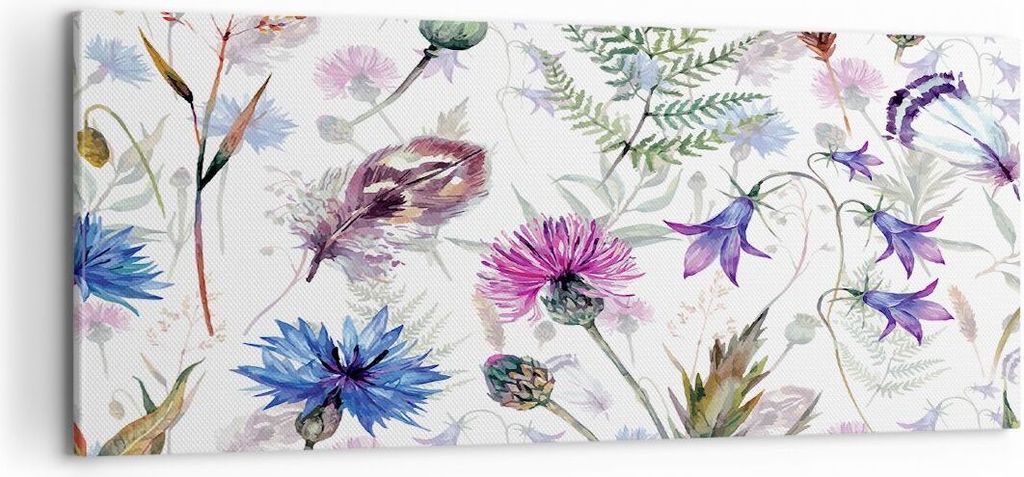 Bild auf Leinwand - Leinwandbild - Blume Wiese Natur - 100x40cm - Wand Bild - Wanddeko - Wandbilder - Leinwanddruck - Bilder - Kunstdruck - Wanddek...
