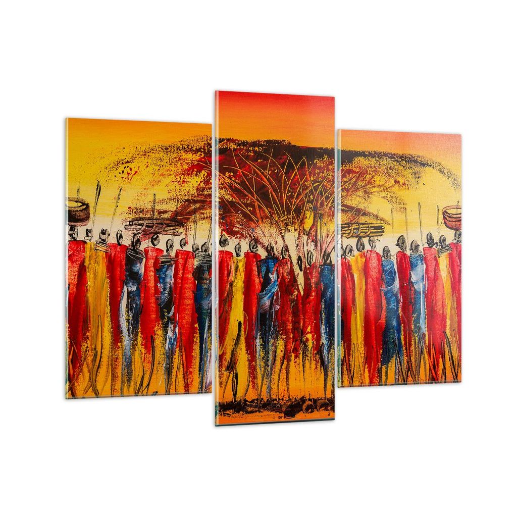 Bilder auf glas - Afrika Stamm - 130x100cm - Glasbilder - Wandbilder - Kunstdruck - zum Aufhängen bereit - Wanddekoration aus Glas - Glas Bilder -...