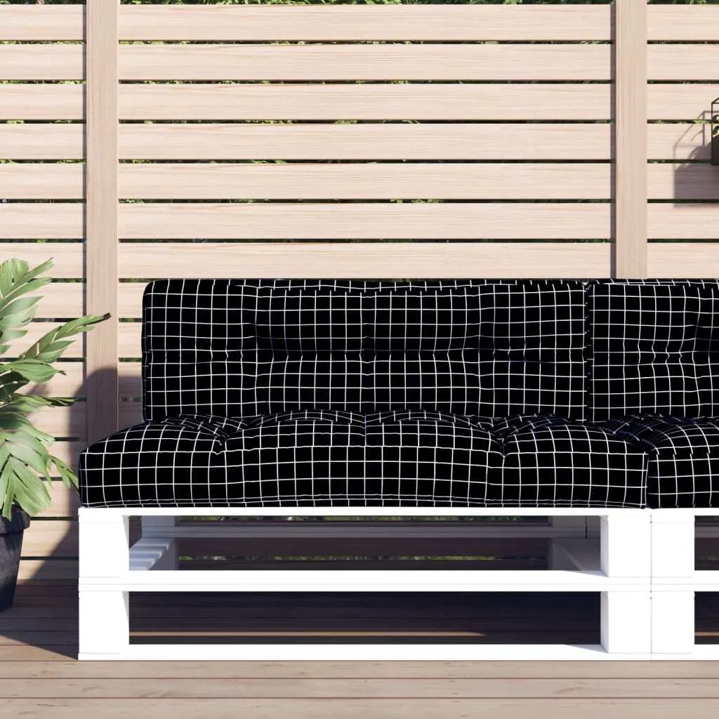 Coussin de palette 120x40x12 cm Noir à carreaux - The Living Store