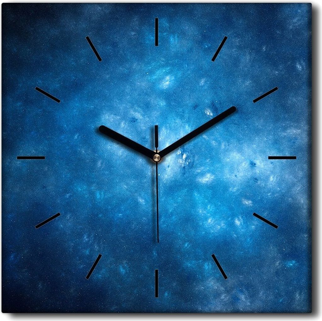 Coloray Uhr auf Leinwand 30x30 cm Wand Uhr Dekoration Wohnzimmer Segeltuch schwarze Hände -Stars Sky Cosmos.