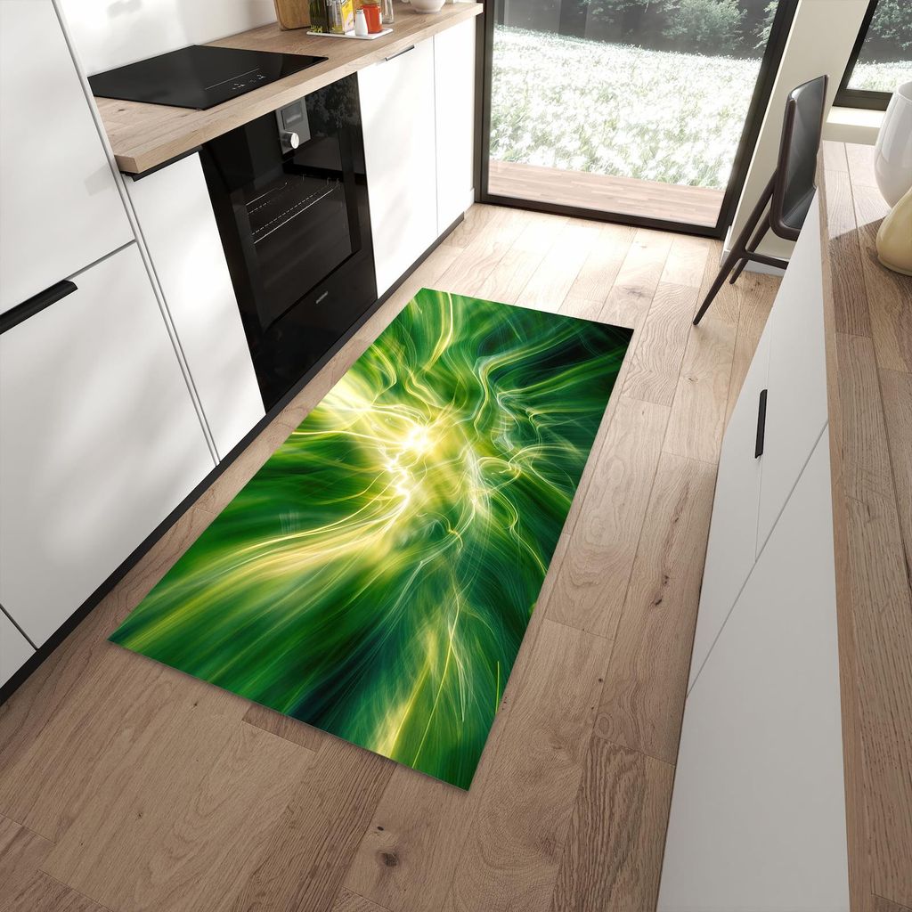 Küchenteppich 90x180cm rutschfest & abwischbar PVC Läufer - Leuchtendes Glühen