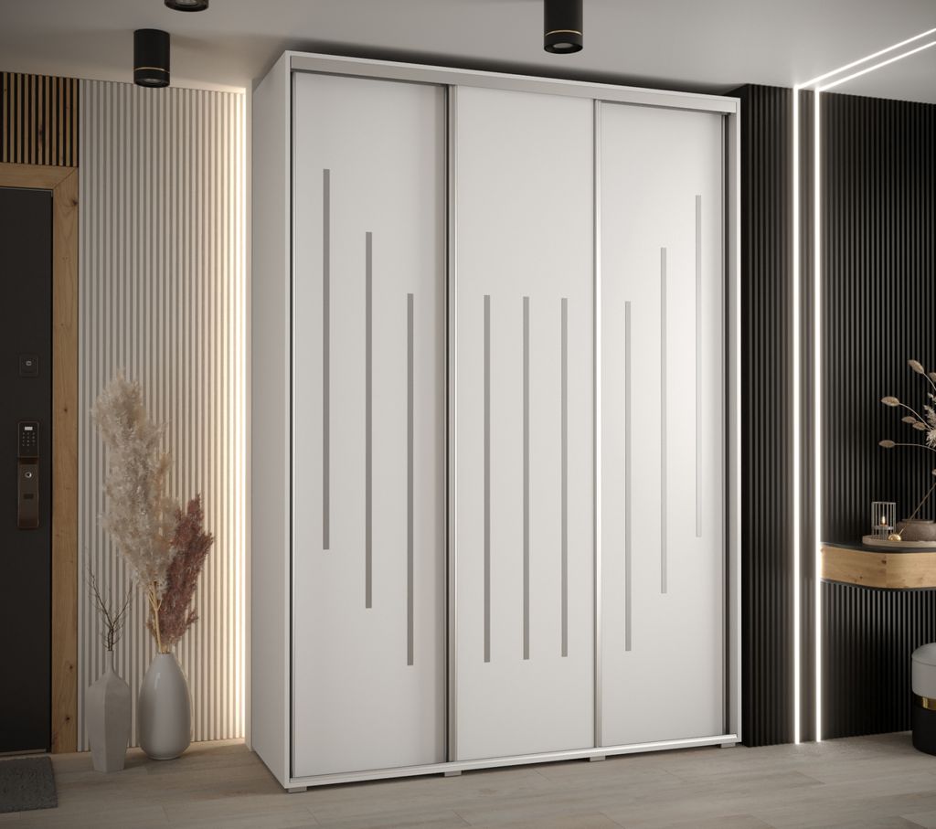 Kleiderschrank ASIRI 8 - 180/60 cm, weiß/silber