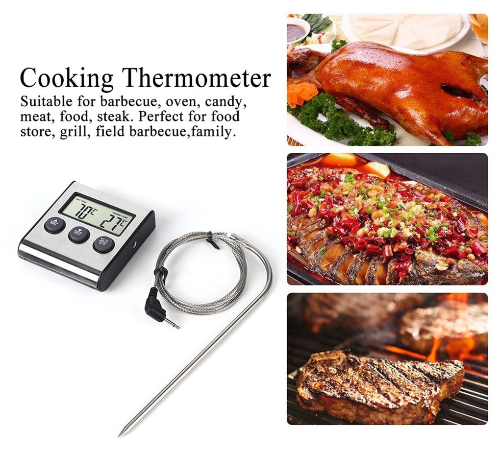 Digitales Grillthermometer für die Küche – zum Garen von Fleisch und Grillen, mit Timer-Funktion