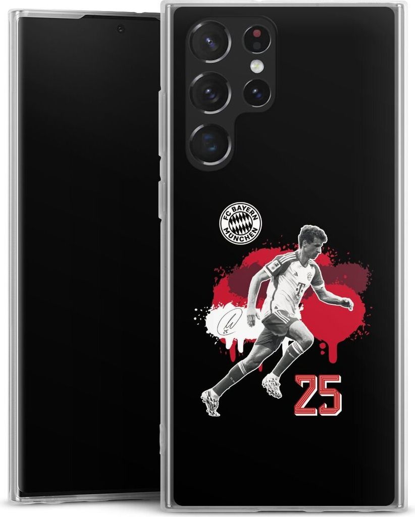 DeinDesign Slim Hülle für Samsung Galaxy S22 Ultra Silikon Case Ultra Dünn Handyhülle FC Bayern München Offizielles Lizenzprodukt Thomas Müller