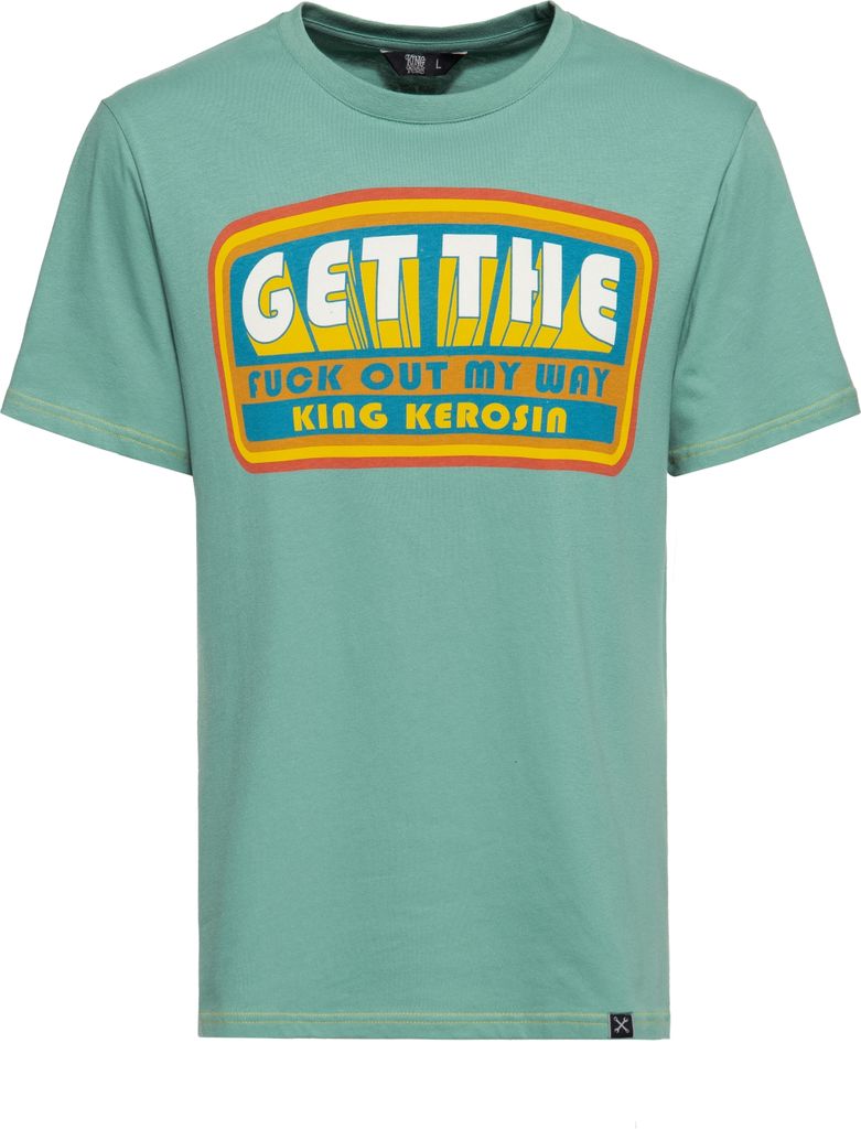 KING KEROSIN Classic T-Shirt Mit Statement Front Print & Back Print Get Out Seegrün S