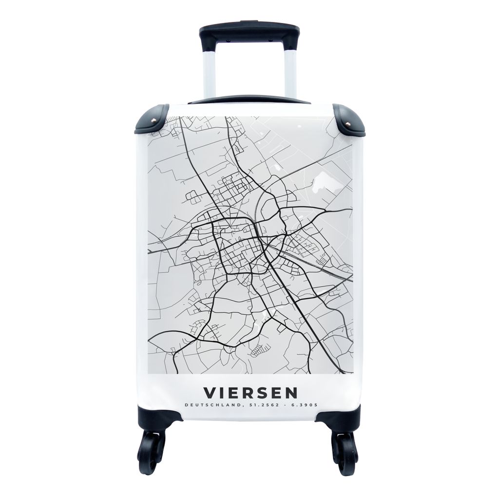 MuchoWow Koffer Handgepäck Trolley Rollkoffer Kleine Reisekoffer mit 4 Rollen - Karte - Deutschland - Viersen - Stadtplan - Cabin Size < 55x40x2...