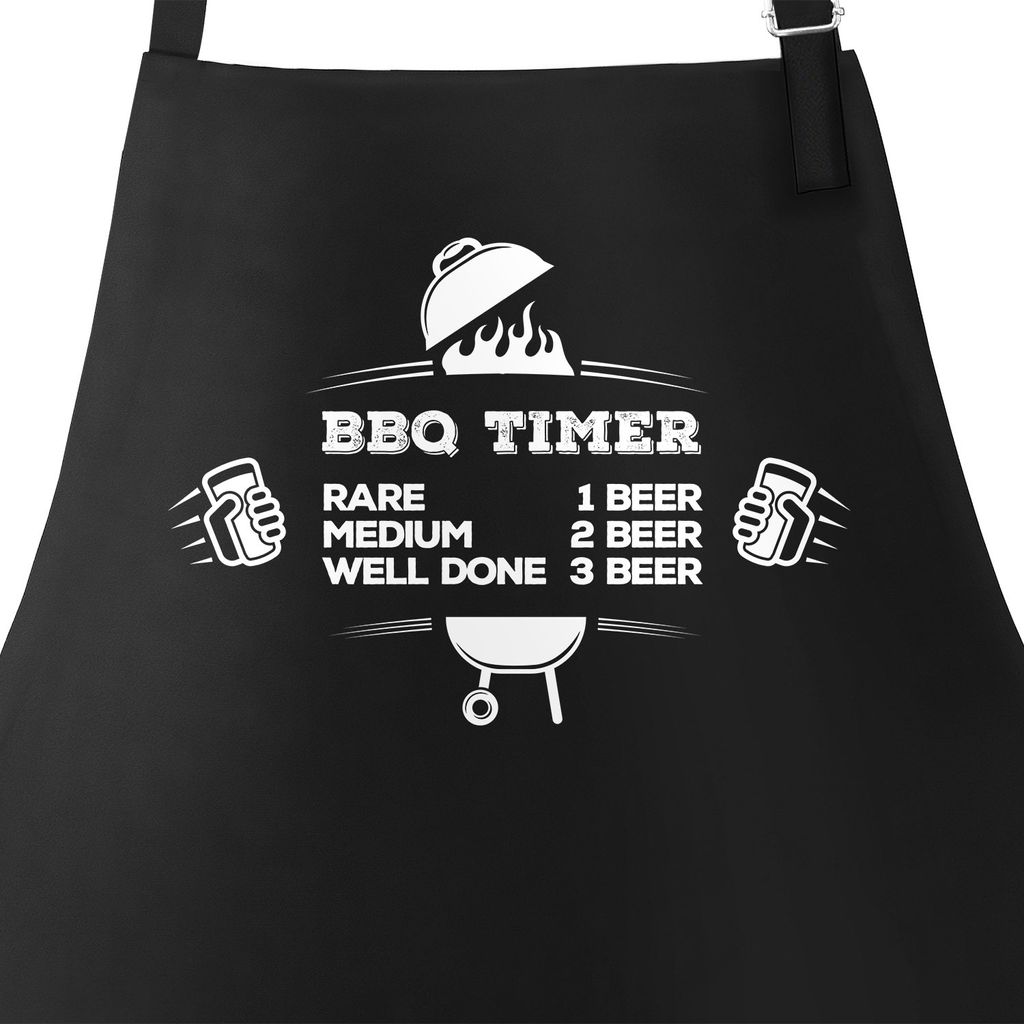 Grillschürze für Männer mit Spruch BBQ Timer Bier Schürze Herren Moonworks schwarz unisize