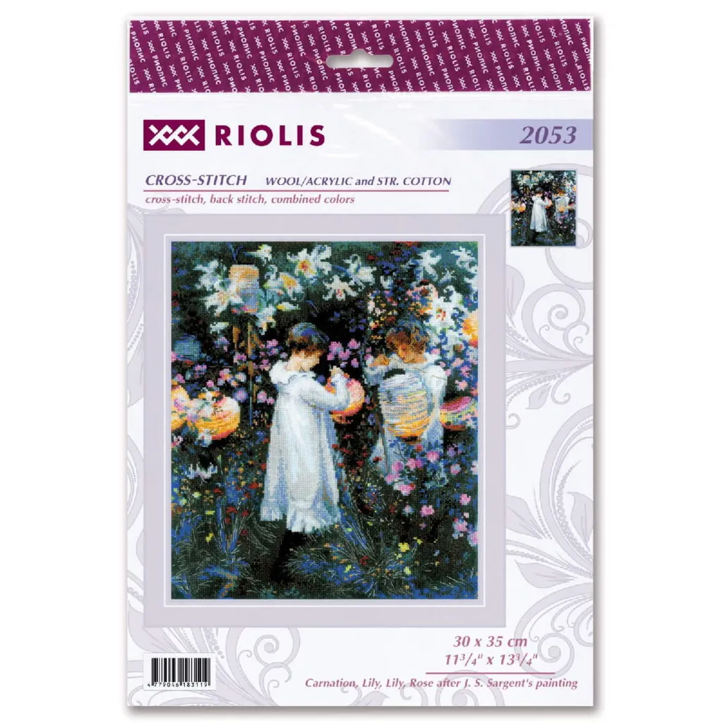 Broderie Point de Croix Compté Riolis Fleurs de Sargent Kit Complet