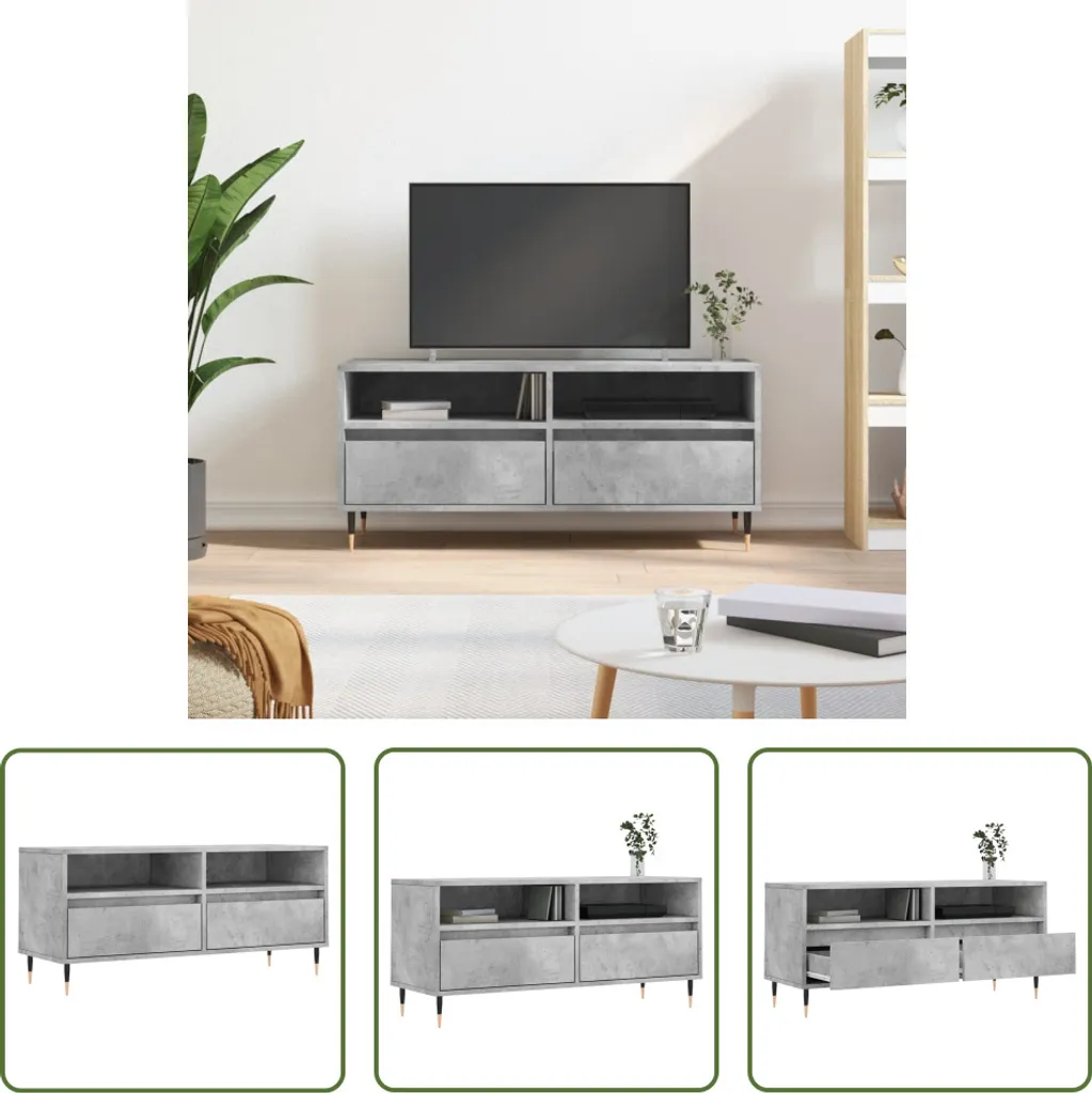The Living Store Mobile TV grigio cemento 100x34,5x44,5 cm Materiale in legno - 10