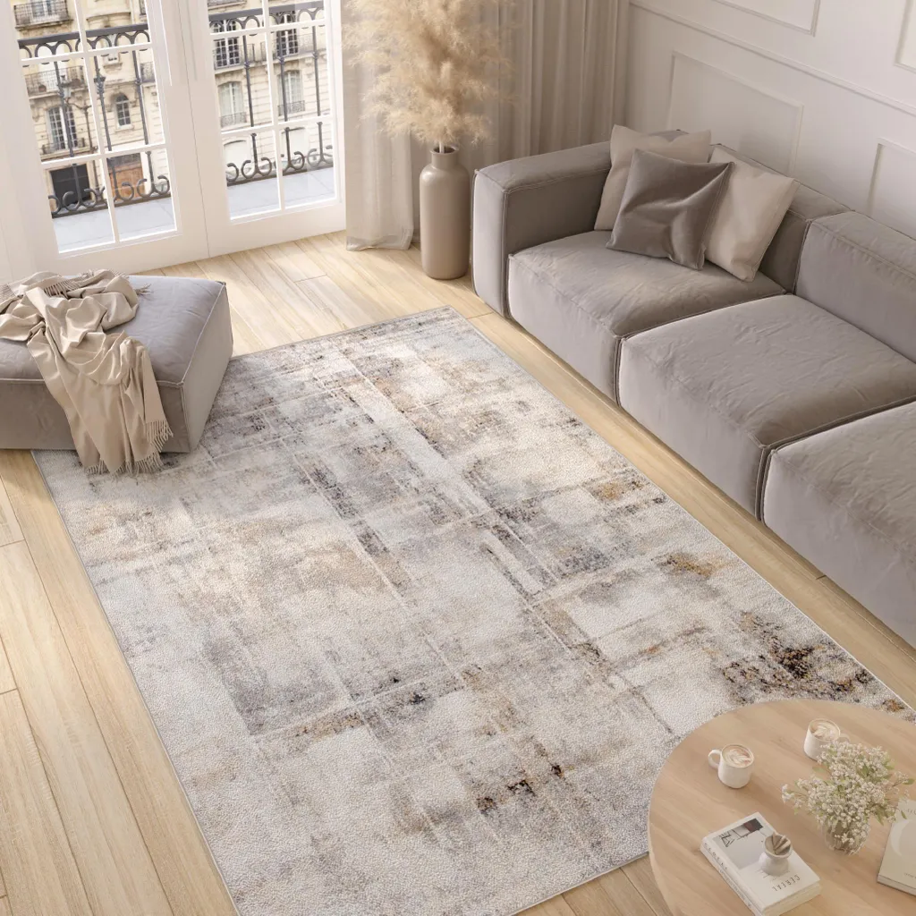 Tapiso VALLEY Teppich 140x200cm Grau Beige Creme