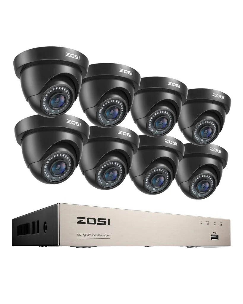 Système de Vidéosurveillance CCTV 8 Canaux HD 1080P et 4 Caméras Noires