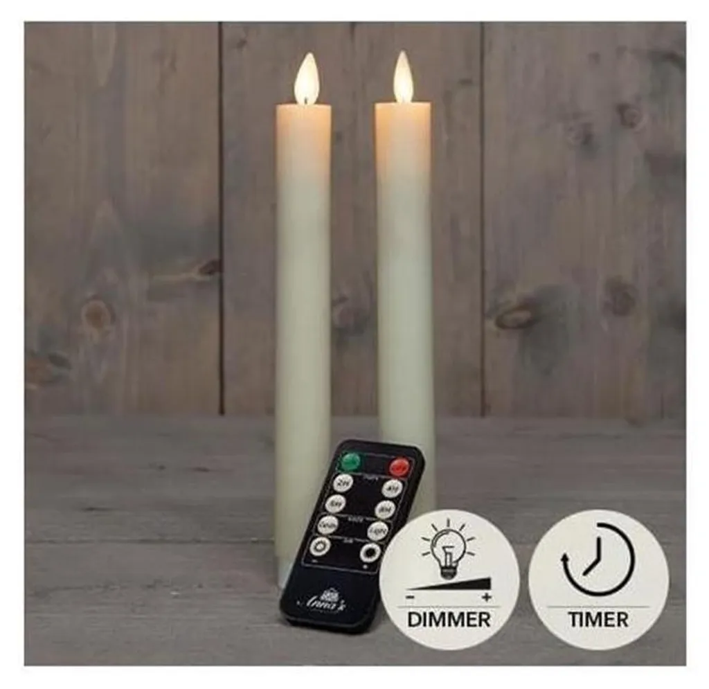 Bougies sur tige électriques crème 23cm pour mariage et repas de fête