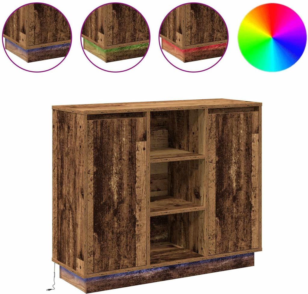 LED-Sideboard Altholz 90 x 32 x 75 cm Holzwerkstoff