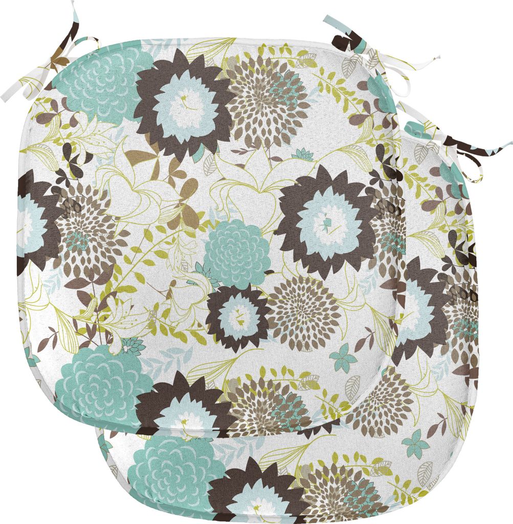ABAKUHAUS Jahrgang Polster für Esszimmerstühle, Abstrakt Aufwändige Blumen, Dekoratives wasserfestes Kissen mit Riemen für Küchensitze, 40 cm ...