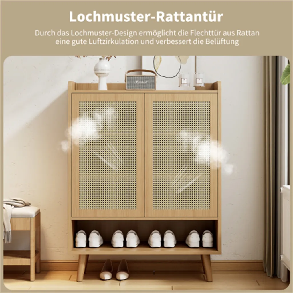 Solution de rangement entrée 80cm : commode rotin pour petits espaces - 12