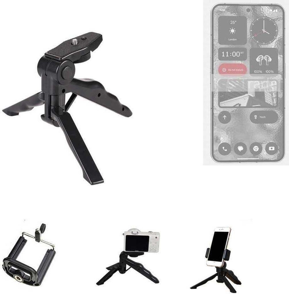 K-S-Trade Stativ Tisch-Ständer Dreibein Handy-Stativ Ständer kompatibel mit Nothing 2 Mini-Stativ Smartphone Tripod Handy-Stativ aus Plastik schwarz