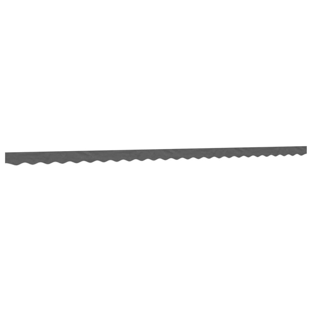 A gray awning valance with a scalloped edge is shown against a white background.