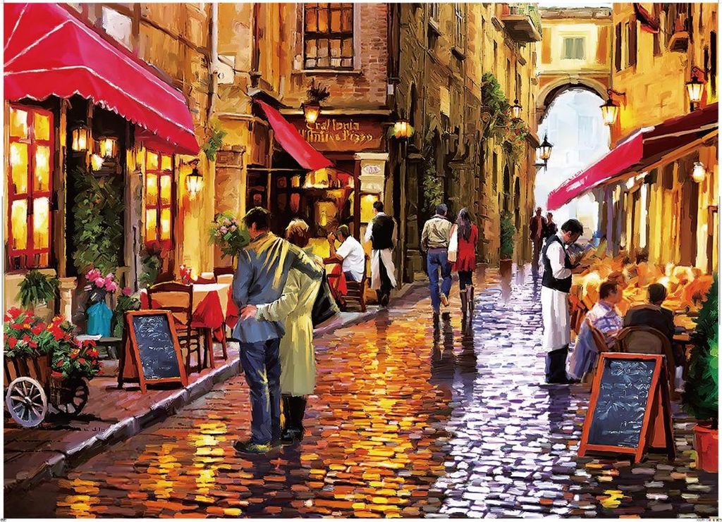 PUZZLE 1000 Teile Cafés Spaziergang der Verliebten