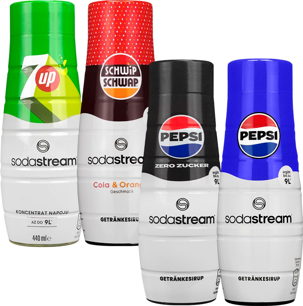 SodaStream Sirup Set Pepsi Pepsi Max 7UP Schwip Schwap 4x440ml Konzentrat