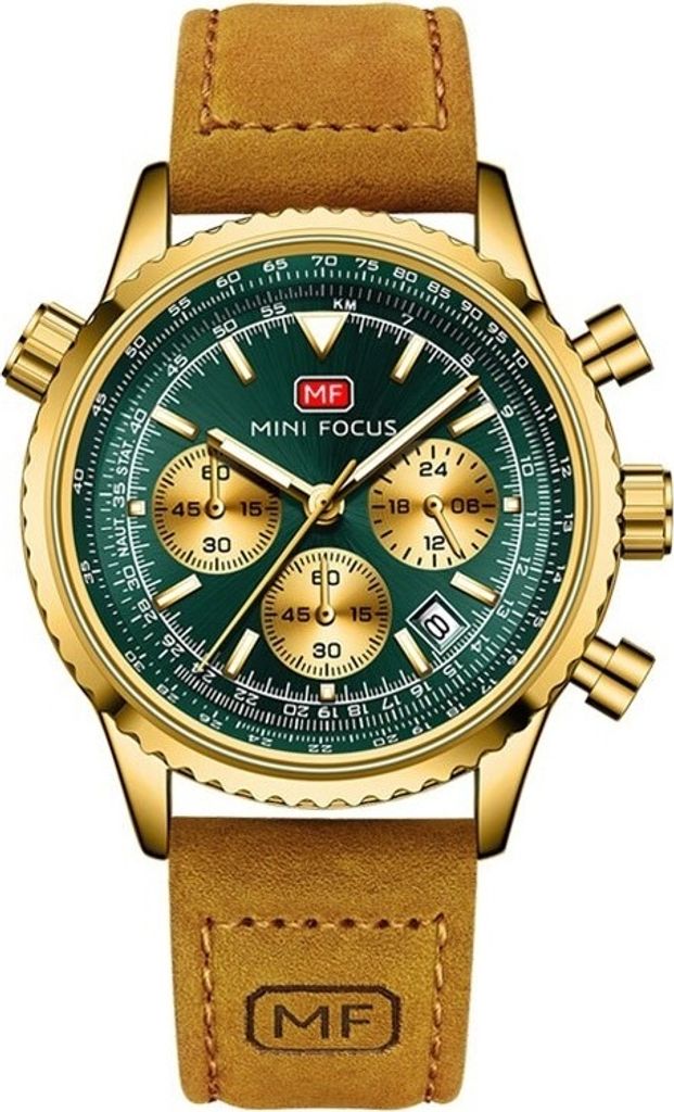 Mini Focus Otis Herrenuhr - Stilvoll in Braun, Gold und Grün KP23891