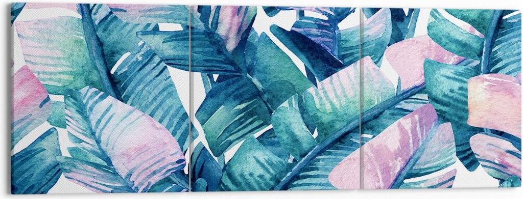 Bild auf Leinwand - Leinwandbild - Blatt Pflanze Blume - 150x50cm - Wand Bild - Wanddeko - Leinwanddruck - Bilder - Kunstdruck - Wanddekoration - L...