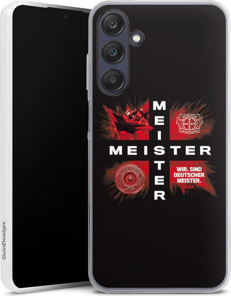 DeinDesign Slim Hülle für Samsung Galaxy A25 5G Silikon Case Ultra Dünn Handyhülle Bayer 04 Leverkusen Meister Offizielles Lizenzprodukt
